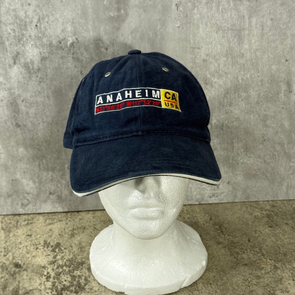 Fahrenheit Anaheim California Coordinates Navy Blue Cotton Baseball Hat Cap
